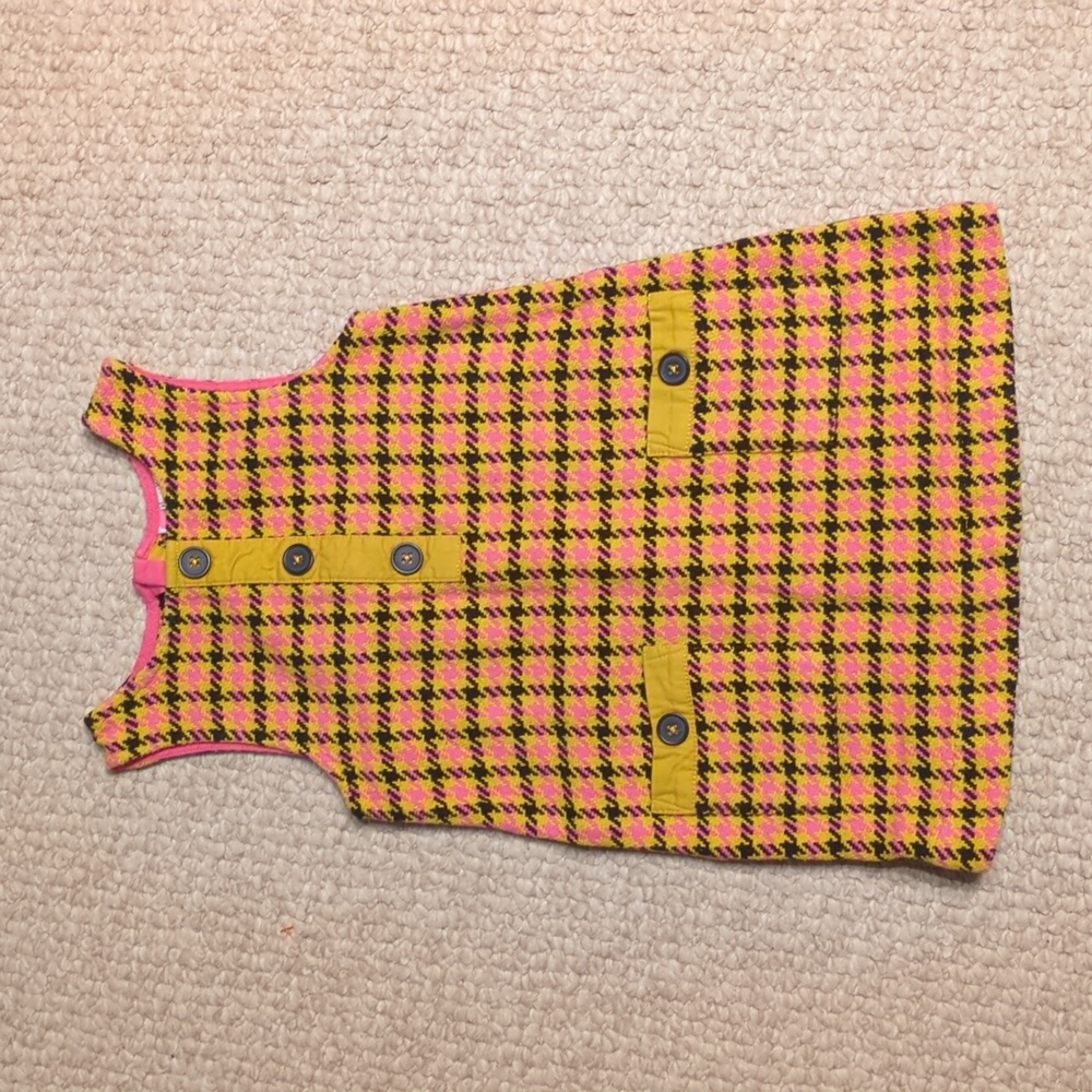 Mini Boden Pink and Black Houndstooth Dress